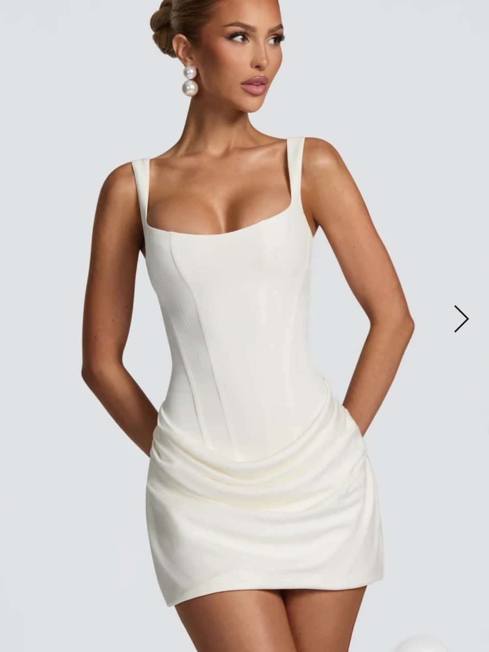 BABYBOO White Square-Neck Mini Dress with Drape Waist